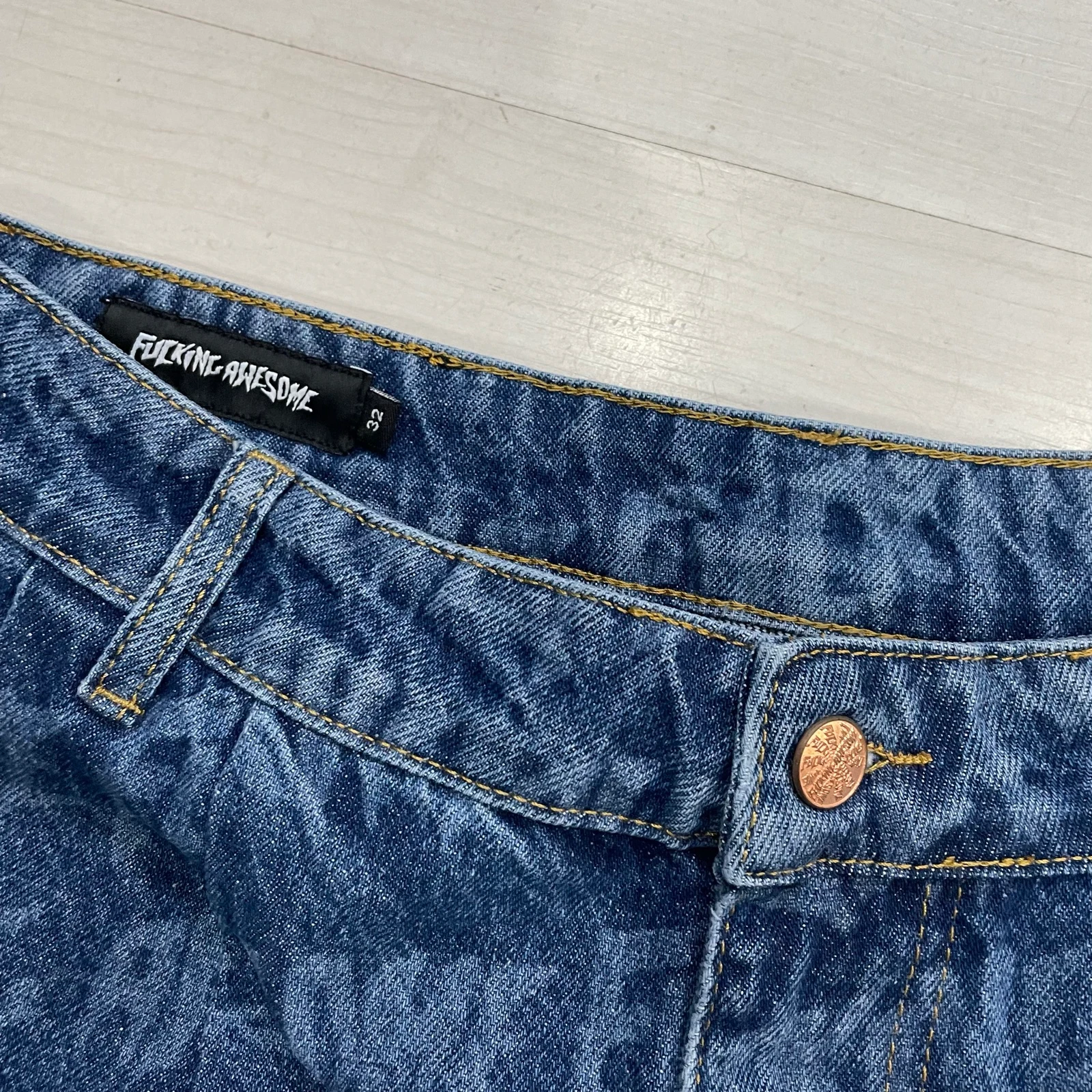 Fucking Awesome korte broek - Baggy Pleated Denim Shorts (blauw) – photo 5